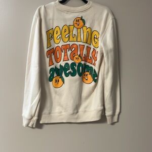 Chemistry Cream and Tan Sweatshirt with oranges Feeling Totally Awesome size S